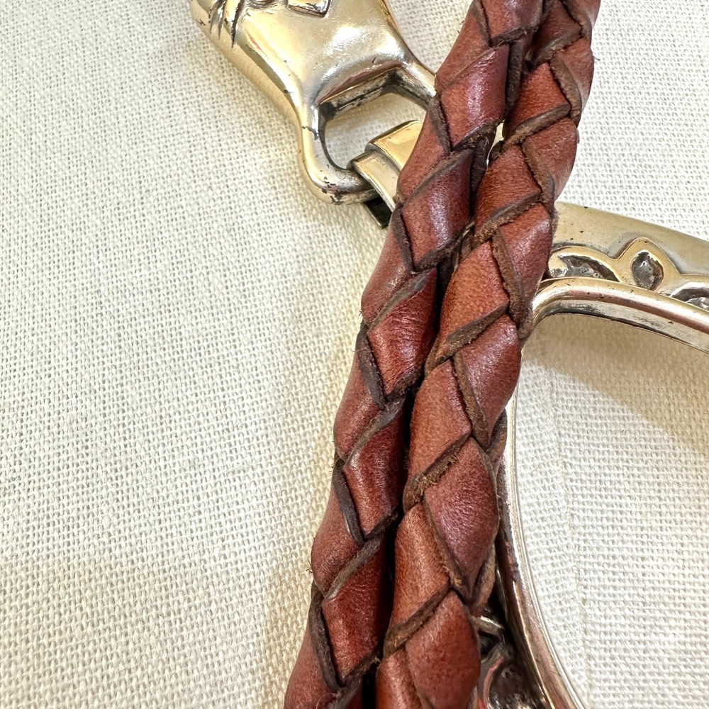 Vintage 1994 Braided Leather Bolo Belt Brown Silver Western Southwestern Cinch - Picture 7 of 7